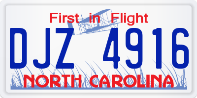 NC license plate DJZ4916