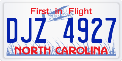 NC license plate DJZ4927