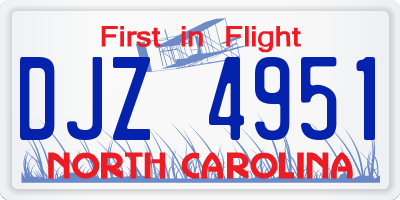 NC license plate DJZ4951