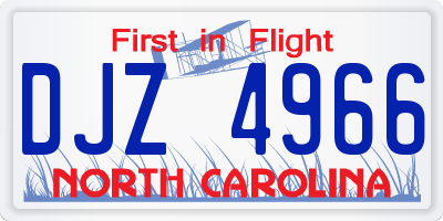NC license plate DJZ4966