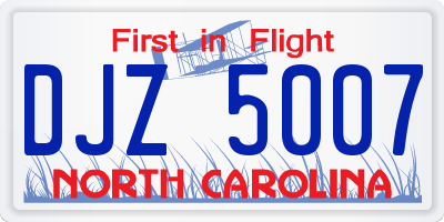 NC license plate DJZ5007