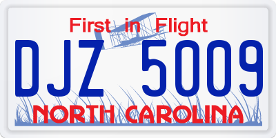 NC license plate DJZ5009