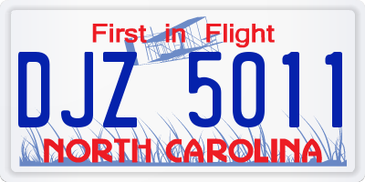NC license plate DJZ5011