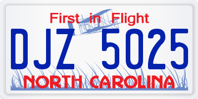 NC license plate DJZ5025