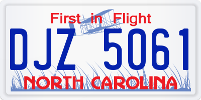 NC license plate DJZ5061