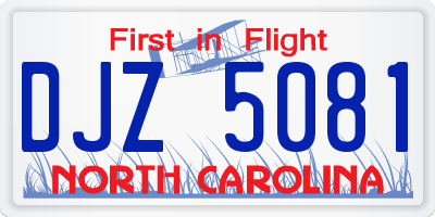 NC license plate DJZ5081