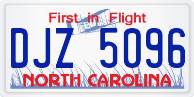NC license plate DJZ5096