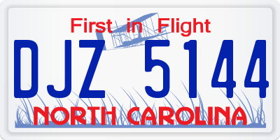 NC license plate DJZ5144