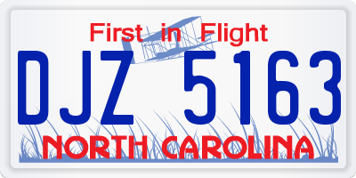 NC license plate DJZ5163