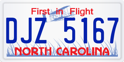 NC license plate DJZ5167