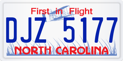 NC license plate DJZ5177