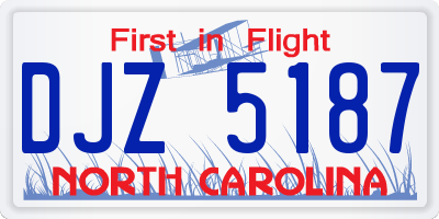 NC license plate DJZ5187