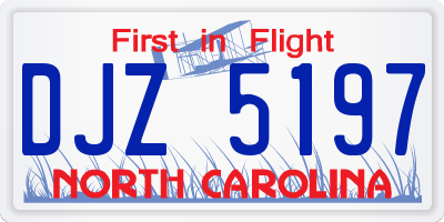 NC license plate DJZ5197