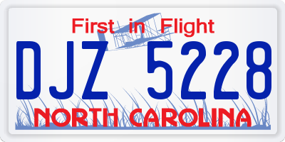 NC license plate DJZ5228