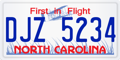 NC license plate DJZ5234