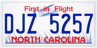 NC license plate DJZ5257