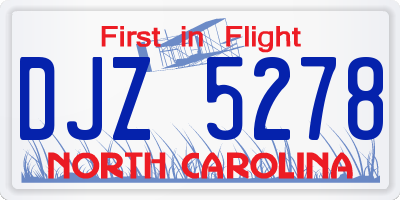 NC license plate DJZ5278