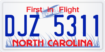 NC license plate DJZ5311