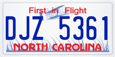 NC license plate DJZ5361