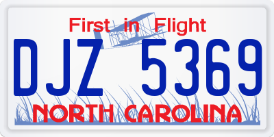 NC license plate DJZ5369