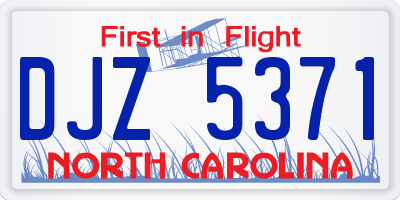 NC license plate DJZ5371