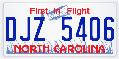 NC license plate DJZ5406