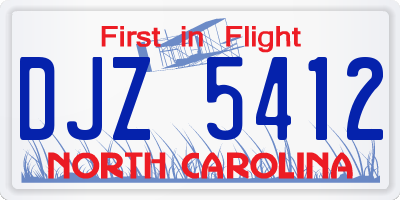 NC license plate DJZ5412