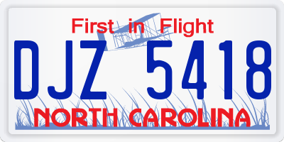 NC license plate DJZ5418