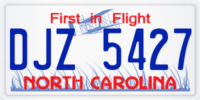 NC license plate DJZ5427