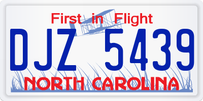 NC license plate DJZ5439
