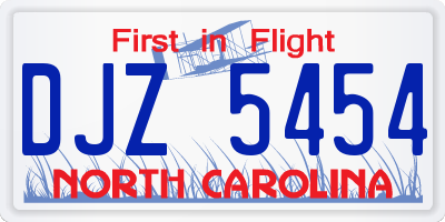 NC license plate DJZ5454
