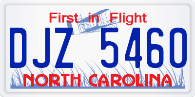 NC license plate DJZ5460