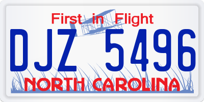 NC license plate DJZ5496