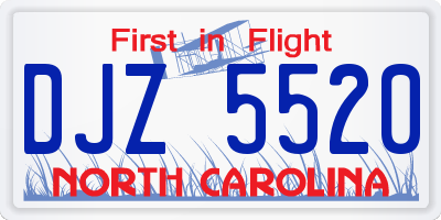 NC license plate DJZ5520