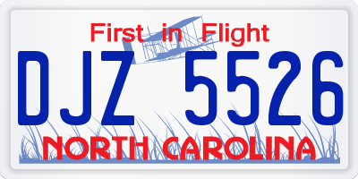 NC license plate DJZ5526