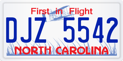 NC license plate DJZ5542