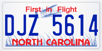 NC license plate DJZ5614