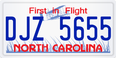 NC license plate DJZ5655