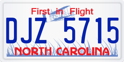 NC license plate DJZ5715