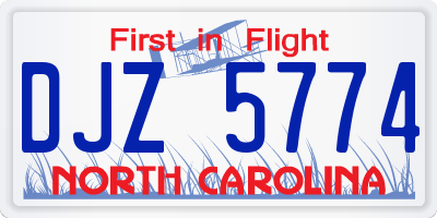 NC license plate DJZ5774