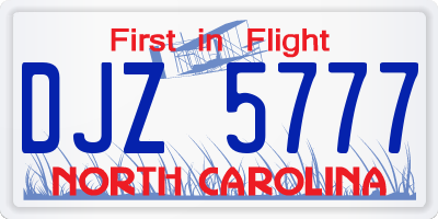 NC license plate DJZ5777