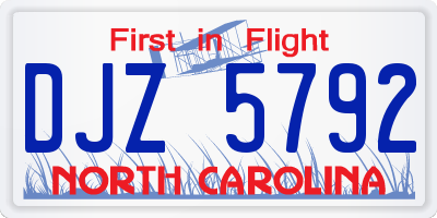 NC license plate DJZ5792