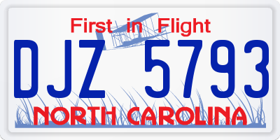 NC license plate DJZ5793