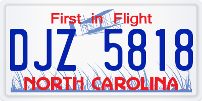 NC license plate DJZ5818