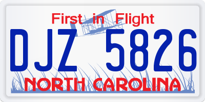 NC license plate DJZ5826