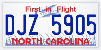 NC license plate DJZ5905