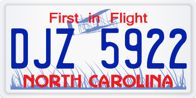 NC license plate DJZ5922