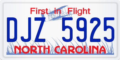 NC license plate DJZ5925