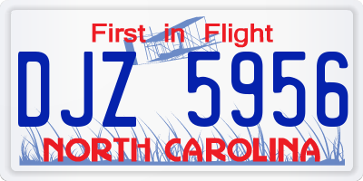 NC license plate DJZ5956