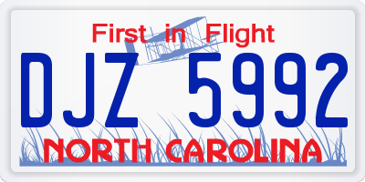 NC license plate DJZ5992